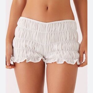 Peppermayo White Ruffled Women Shorts